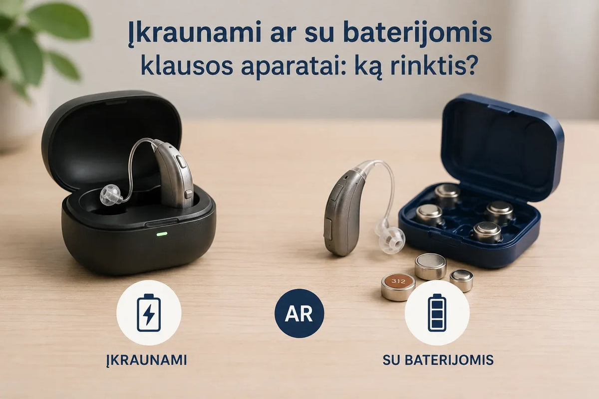 Įkraunami ar su baterijomis klausos aparatai: ką rinktis?